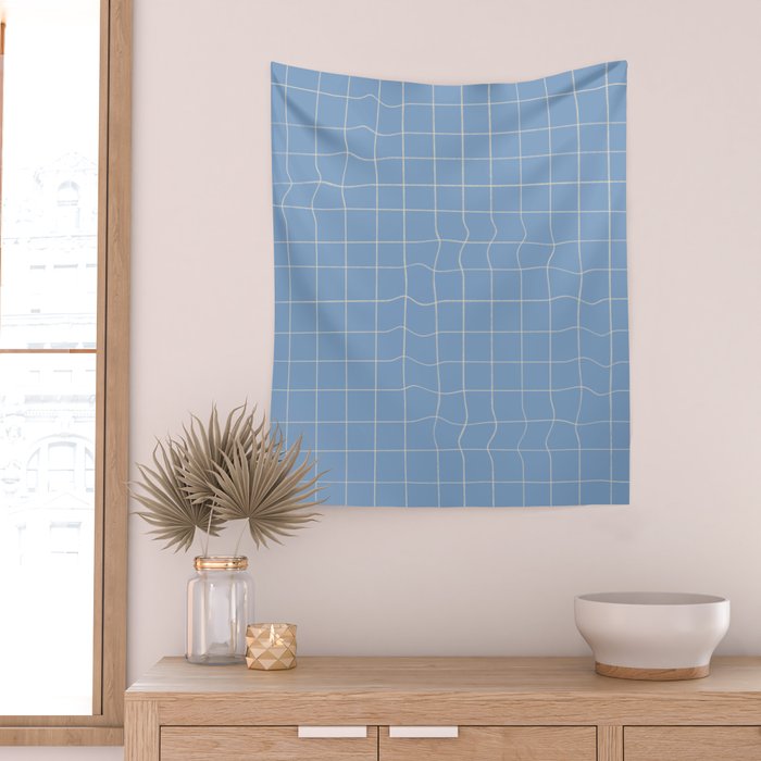 Imperfect but still happy - pencil drawn checkered pattern Wall Tapestry Gallery Image 2