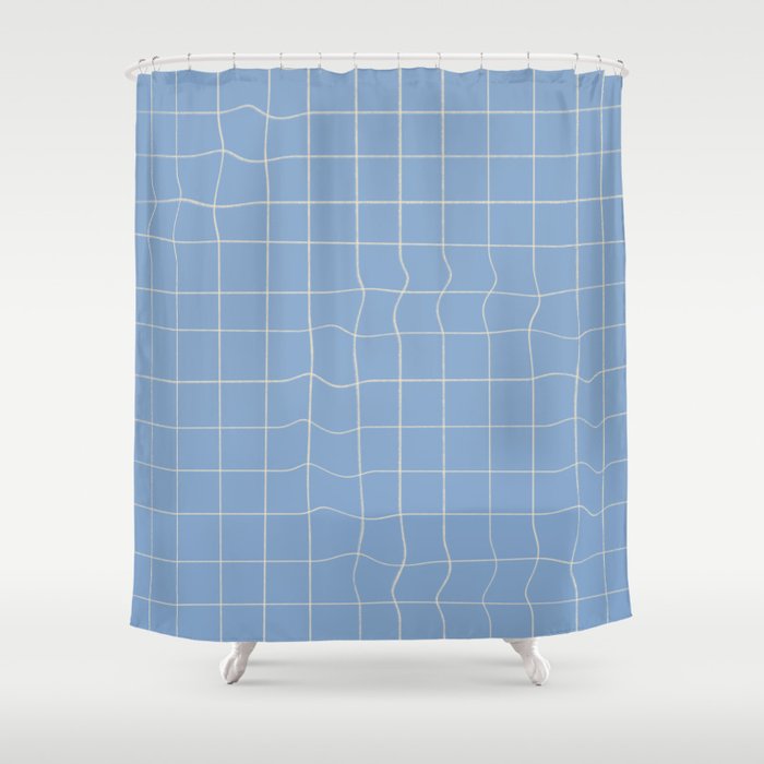 Imperfect but still happy - pencil drawn checkered pattern Shower Curtain Gallery Image 1