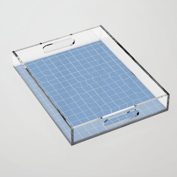 Imperfect but still happy - pencil drawn checkered pattern Acrylic Tray Gallery Image 1