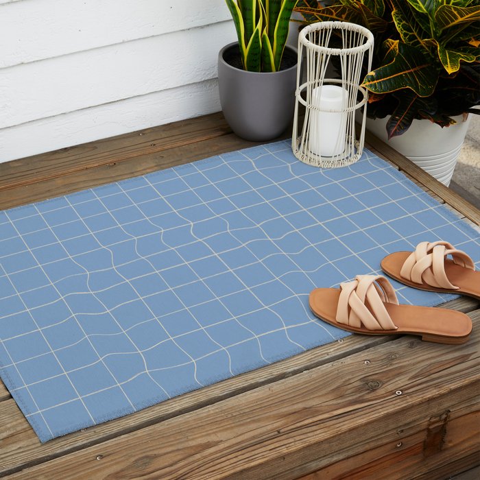 Imperfect but still happy - pencil drawn checkered pattern Outdoor Rug Gallery Image 2