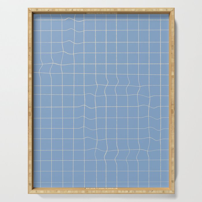 Imperfect but still happy - pencil drawn checkered pattern Serving Tray Gallery Image 1