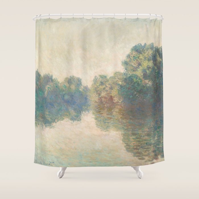 Seine at Giverny by Claude Monet Shower Curtain Gallery Image 1