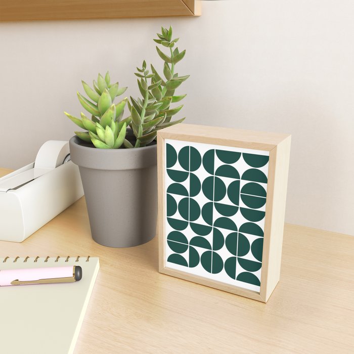 Mid Century Modern Geometric 04 Dark Green Mini Art Print Gallery Image 2