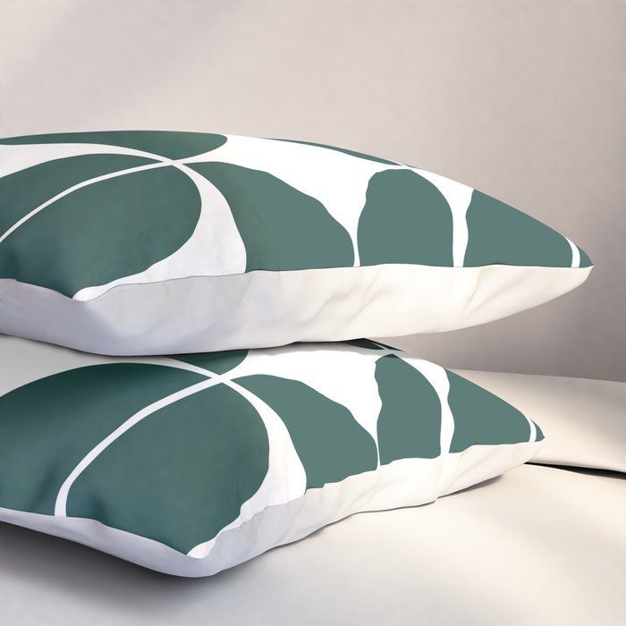 Mid Century Modern Geometric 04 Dark Green Pillow Sham Gallery Image 3