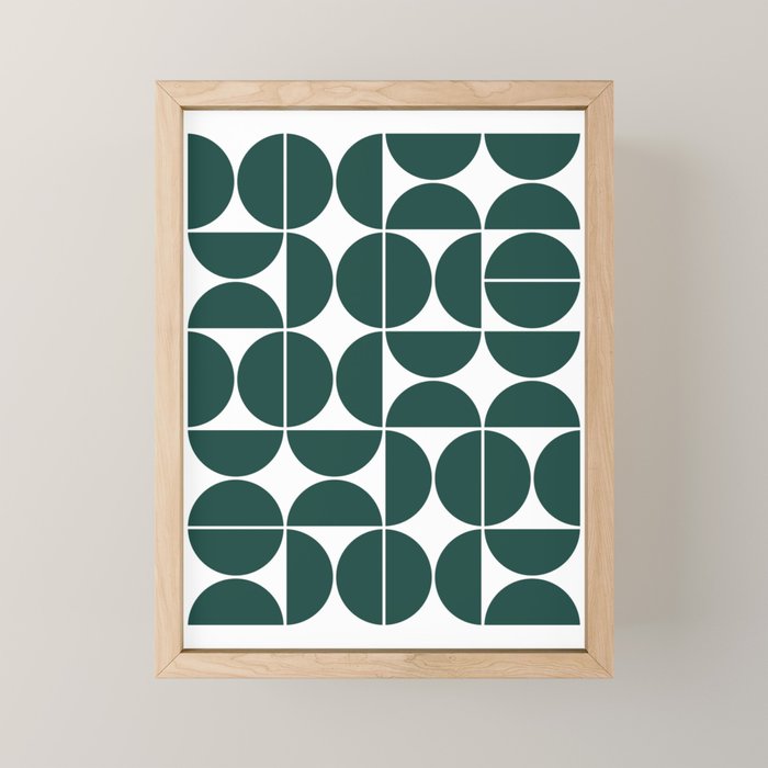 Mid Century Modern Geometric 04 Dark Green Mini Art Print Gallery Image 1