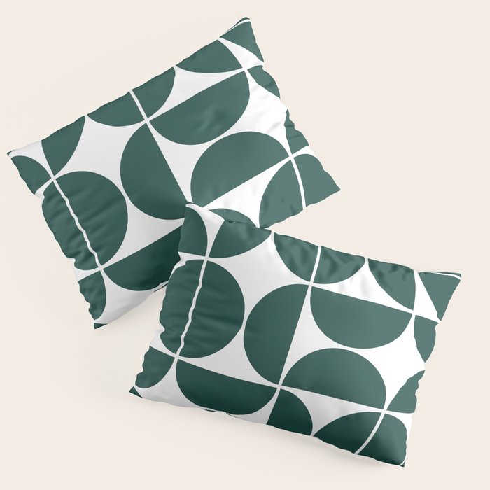 Mid Century Modern Geometric 04 Dark Green Pillow Sham Gallery Image 1