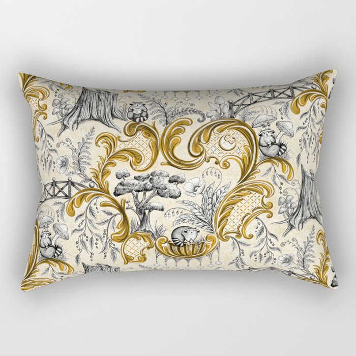 Rococo Raccoons - gold Rectangular Pillow Gallery Image 1