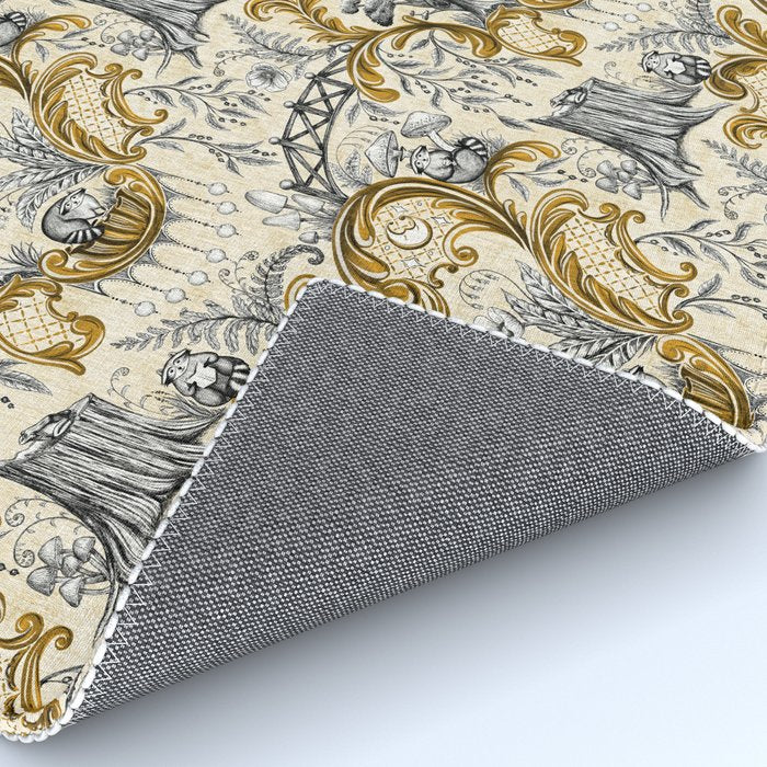 Rococo Raccoons - gold Rug Gallery Image 4