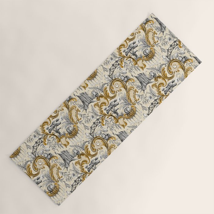 Rococo Raccoons - gold Yoga Mat Gallery Image 1
