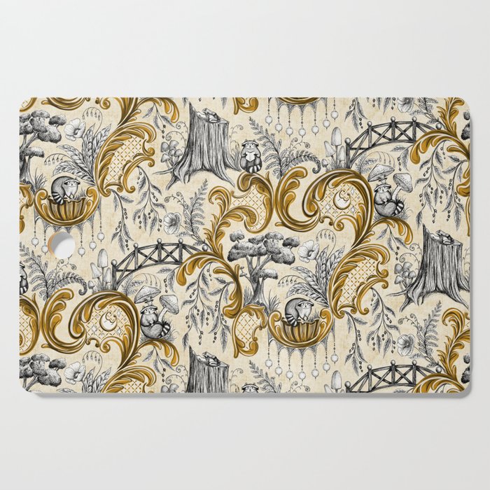 Rococo Raccoons - gold Cutting Board Gallery Image 1