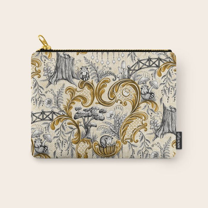 Rococo Raccoons - gold Carry All Pouch Gallery Image 1