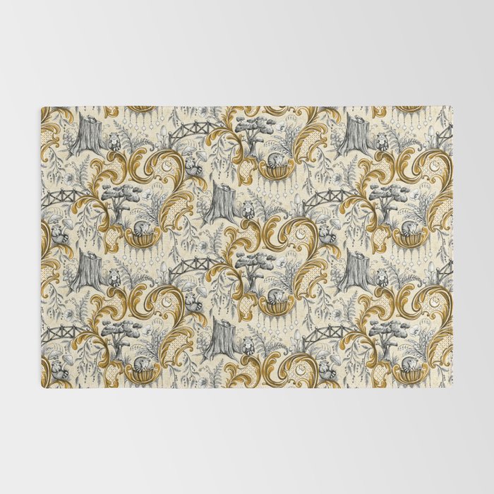 Rococo Raccoons - gold Rug Gallery Image 2