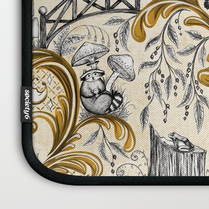 Rococo Raccoons - gold Laptop Sleeve Gallery Image 3