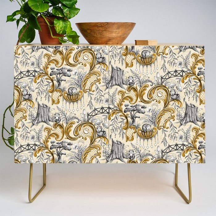 Rococo Raccoons - gold Credenza Gallery Image 1