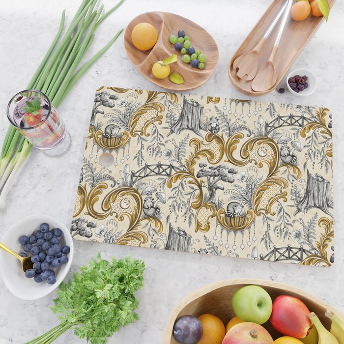 Rococo Raccoons - gold Cutting Board Gallery Image 2