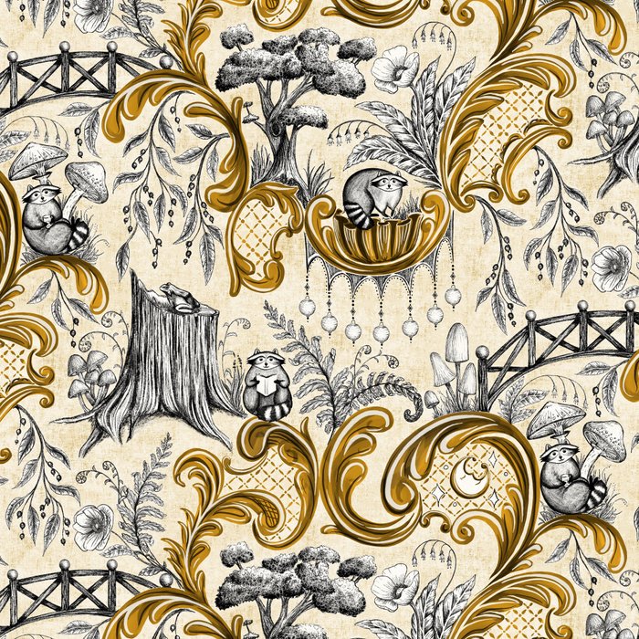Rococo Raccoons - gold Coffee Mug Gallery Image 2