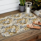 Rococo Raccoons - gold Outdoor Rug Gallery Image 2
