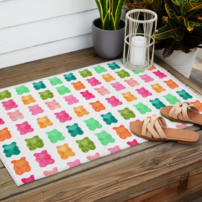 Gummy Bears Colorful Candy Outdoor Rug Gallery Image 2