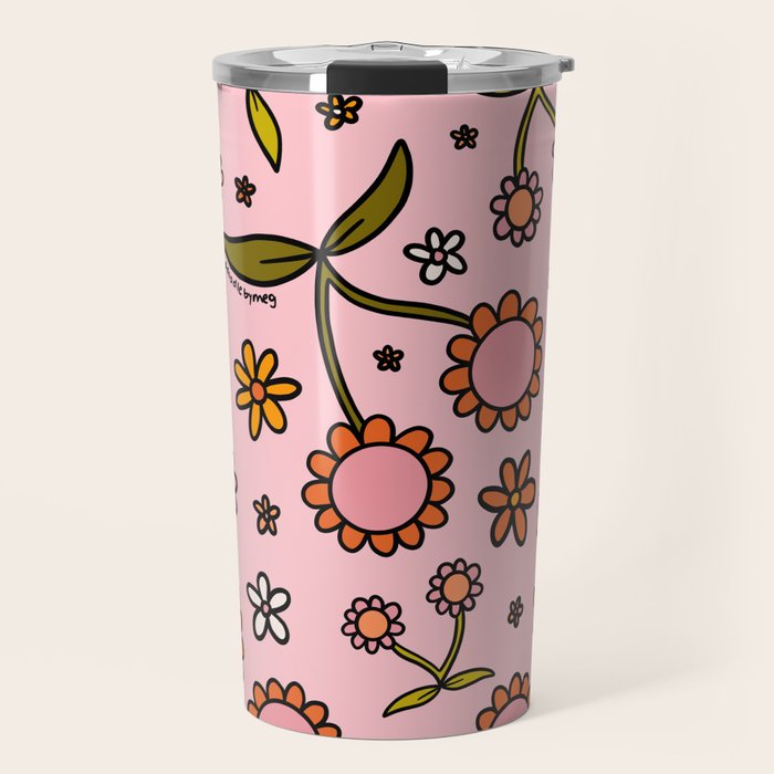 Cherry Flower Print Travel Mug Gallery Image 1
