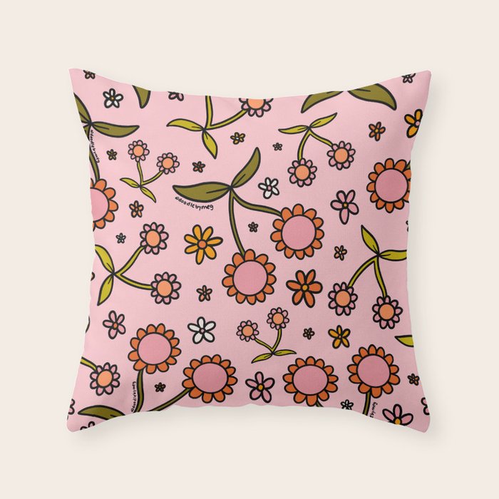 Cherry Flower Print Throw Pillow Gallery Image 6