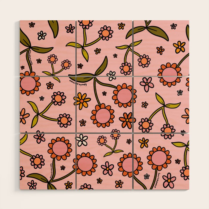 Cherry Flower Print Wood Wall Art Gallery Image 1