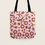 Cherry Flower Print Tote Bag Gallery Image 1