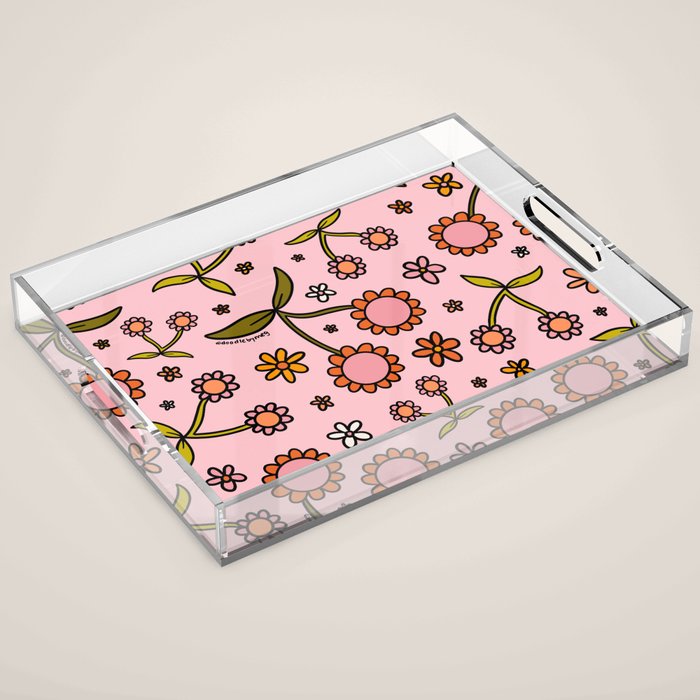 Cherry Flower Print Acrylic Tray Gallery Image 1