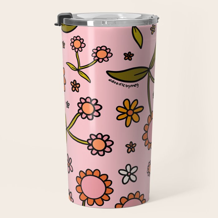 Cherry Flower Print Travel Mug Gallery Image 3