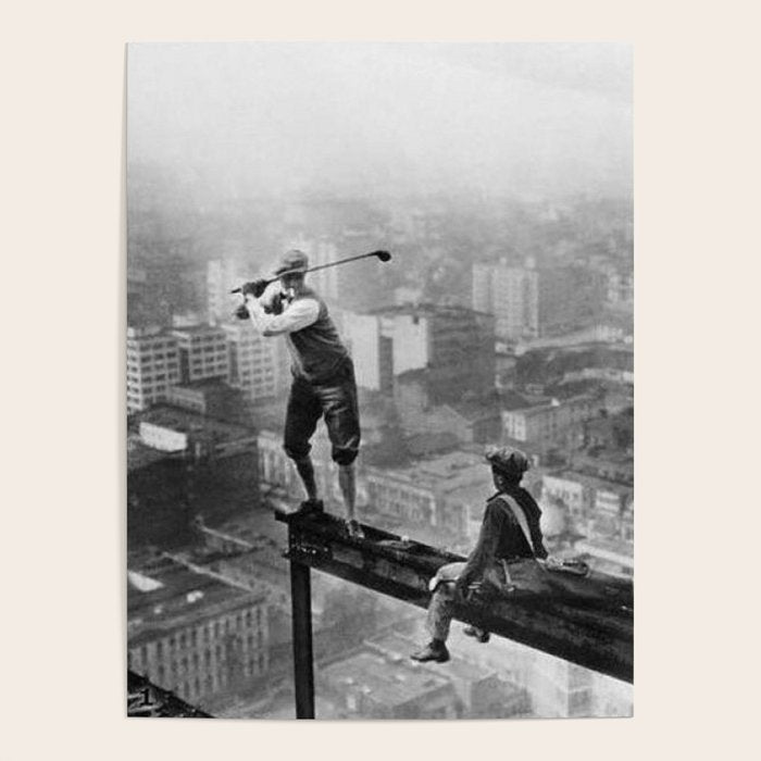 Tough Par Four - Golf Game at 1000 feet black and white photograph Poster Gallery Image 4