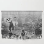 Tough Par Four - Golf Game at 1000 feet black and white photograph Wall Hanging Gallery Image 1