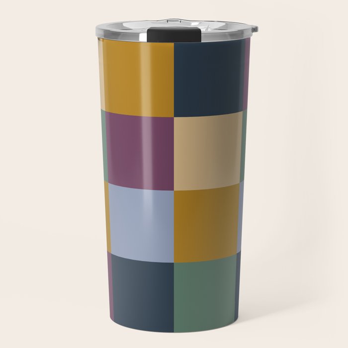 Bold Retro Checks Pattern - Large XIV Travel Mug Gallery Image 1