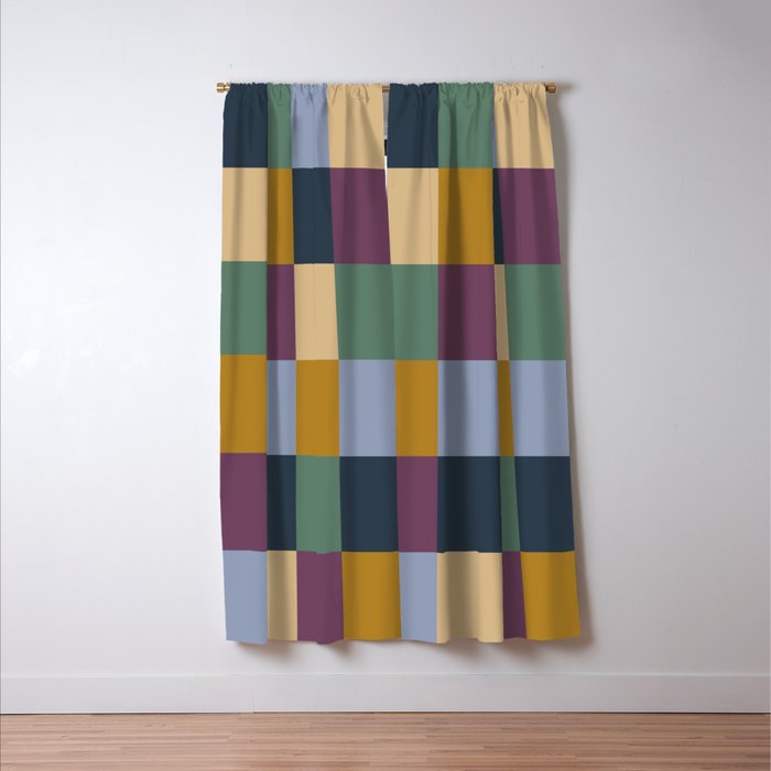 Bold Retro Checks Pattern - Large XIV Window Curtain Gallery Image 3