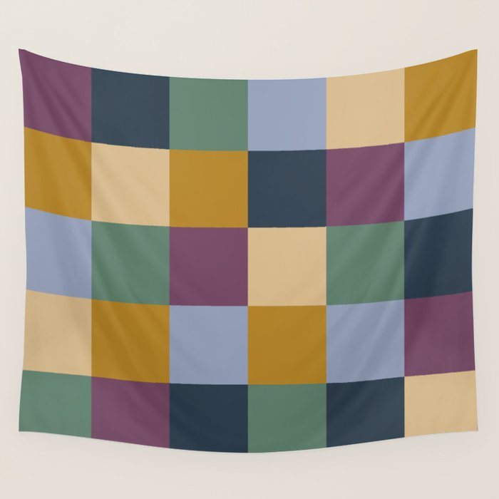 Bold Retro Checks Pattern - Large XIV Wall Tapestry Gallery Image 1