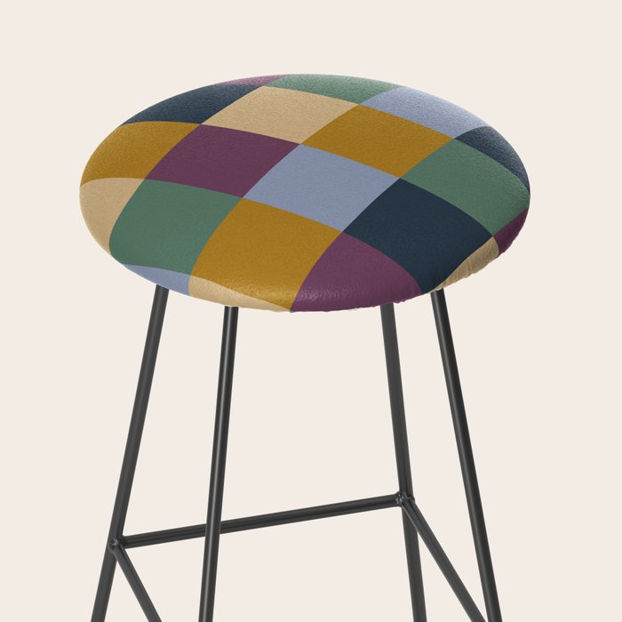 Bold Retro Checks Pattern - Large XIV Stool Gallery Image 2