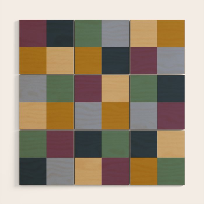 Bold Retro Checks Pattern - Large XIV Wood Wall Art Gallery Image 1