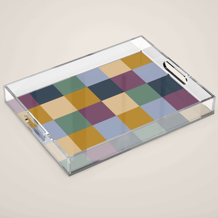 Bold Retro Checks Pattern - Large XIV Acrylic Tray Gallery Image 1