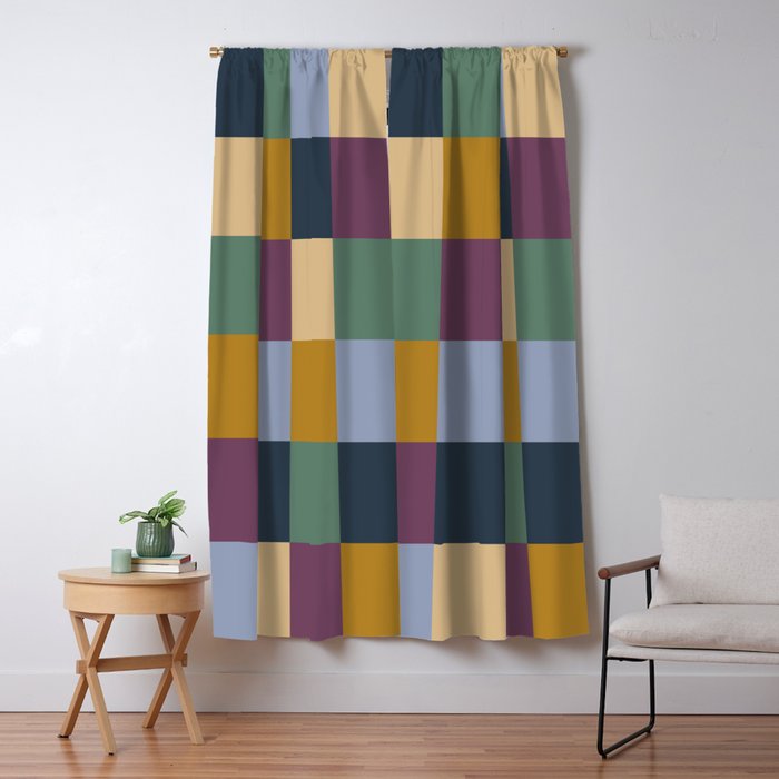 Bold Retro Checks Pattern - Large XIV Window Curtain Gallery Image 1