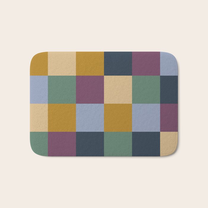 Bold Retro Checks Pattern - Large XIV Bath Mat Gallery Image 1