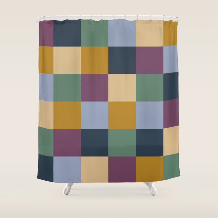 Bold Retro Checks Pattern - Large XIV Shower Curtain Gallery Image 1