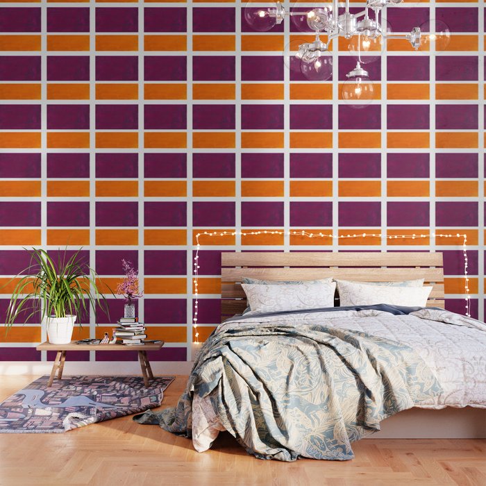 Purple Wine Yellow OchreMid Century Modern Abstract Minimalist Rothko Color Field Squares Wallpaper Gallery Image 1