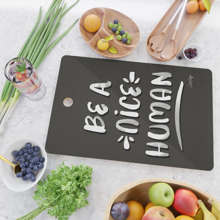 Be a Nice Human - White Type on Black Palette Cutting Board Gallery Image 2