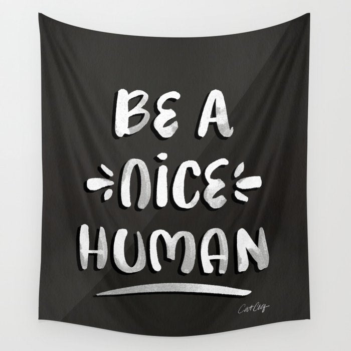 Be a Nice Human - White Type on Black Palette Wall Tapestry Gallery Image 4