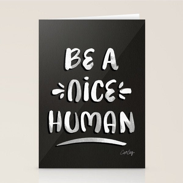 Be a Nice Human - White Type on Black Palette Stationery Card Gallery Image 2