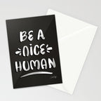 Be a Nice Human - White Type on Black Palette Stationery Card Gallery Image 2