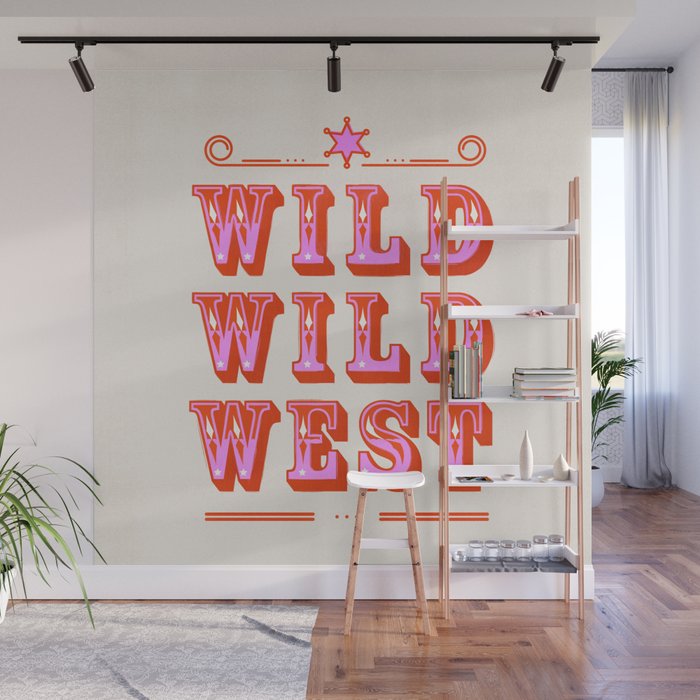Wild Wild West Cowboy Typography Wall Mural Gallery Image 1