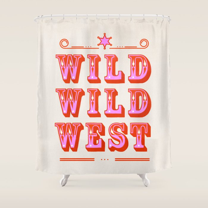 Wild Wild West Cowboy Typography Shower Curtain Gallery Image 1