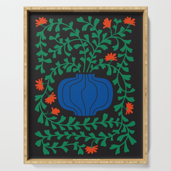 Summer Bloom: Midnight Rain Forest Serving Tray Gallery Image 1