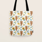 Sunflower Floral Highland Cow Tote Bag Gallery Image 1