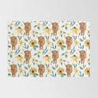 Sunflower Floral Highland Cow Rug Gallery Image 2