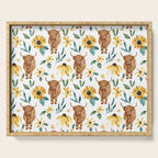 Sunflower Floral Highland Cow Serving Tray Gallery Image 1